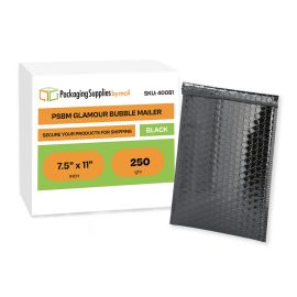 Black Glamour Bubble Mailers Metallic