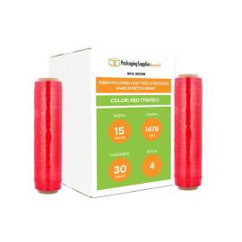 Colored Cast Pre Stretched Hand Stretch Wrap Red Tinted 4 Qty 30 Gauge