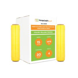 Colored Cast Pre Stretched Hand Stretch Wrap Yellow Tinted 4 Qty 30 Gauge