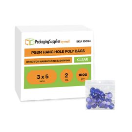 Hang Hole Poly Bags 1000 Qty 3 x 5 Inch