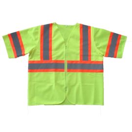 Safety Vests Fluorescent Yellow with Silver Reflective Tape Orange Trim